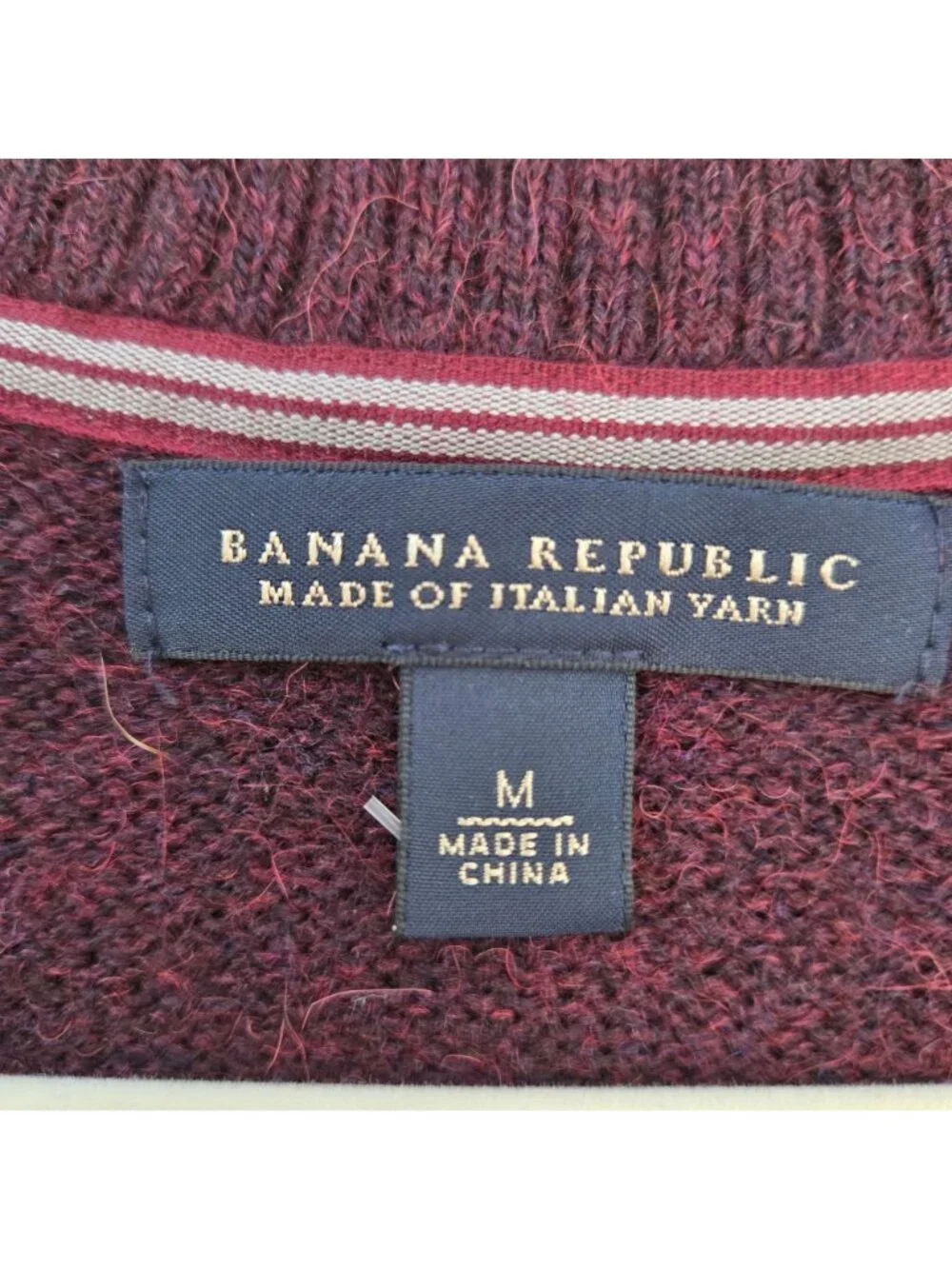 Banana Republic Wool & Alpaca Blend Striped V-Neck Sweater Size Medium